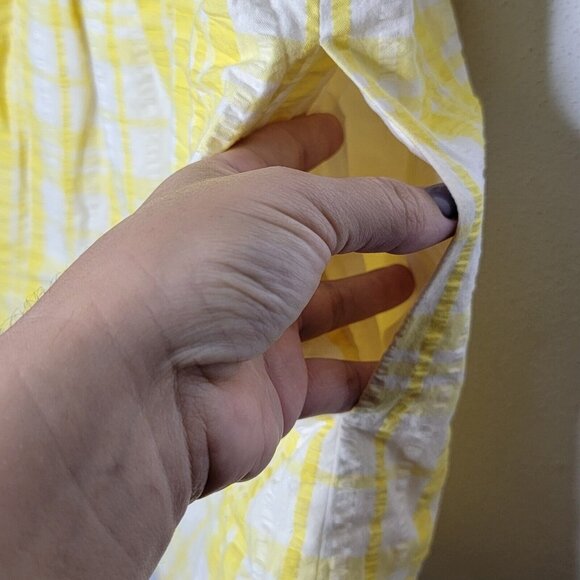 Lilly Pulitzer Strapless Esmeralda Dress‎ Yellow / Navy Blue Mini Plaid Medium M - Picture 4 of 5